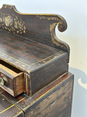 Lot 1054 - Grain Painted and Paint-decorated Pine Sewing Desk