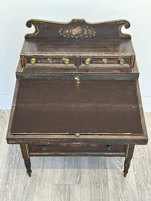 Lot 1054 - Grain Painted and Paint-decorated Pine Sewing Desk