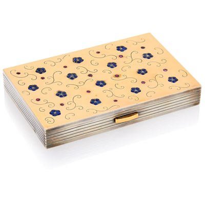Lot 211 - René Boivin Paris Silver, Rose Gold and Gem-Set Vanity Case, France