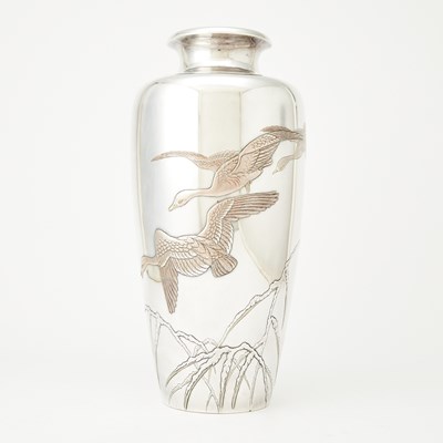 Lot 624 - A Japanese Silver and Mixed Metal Vase