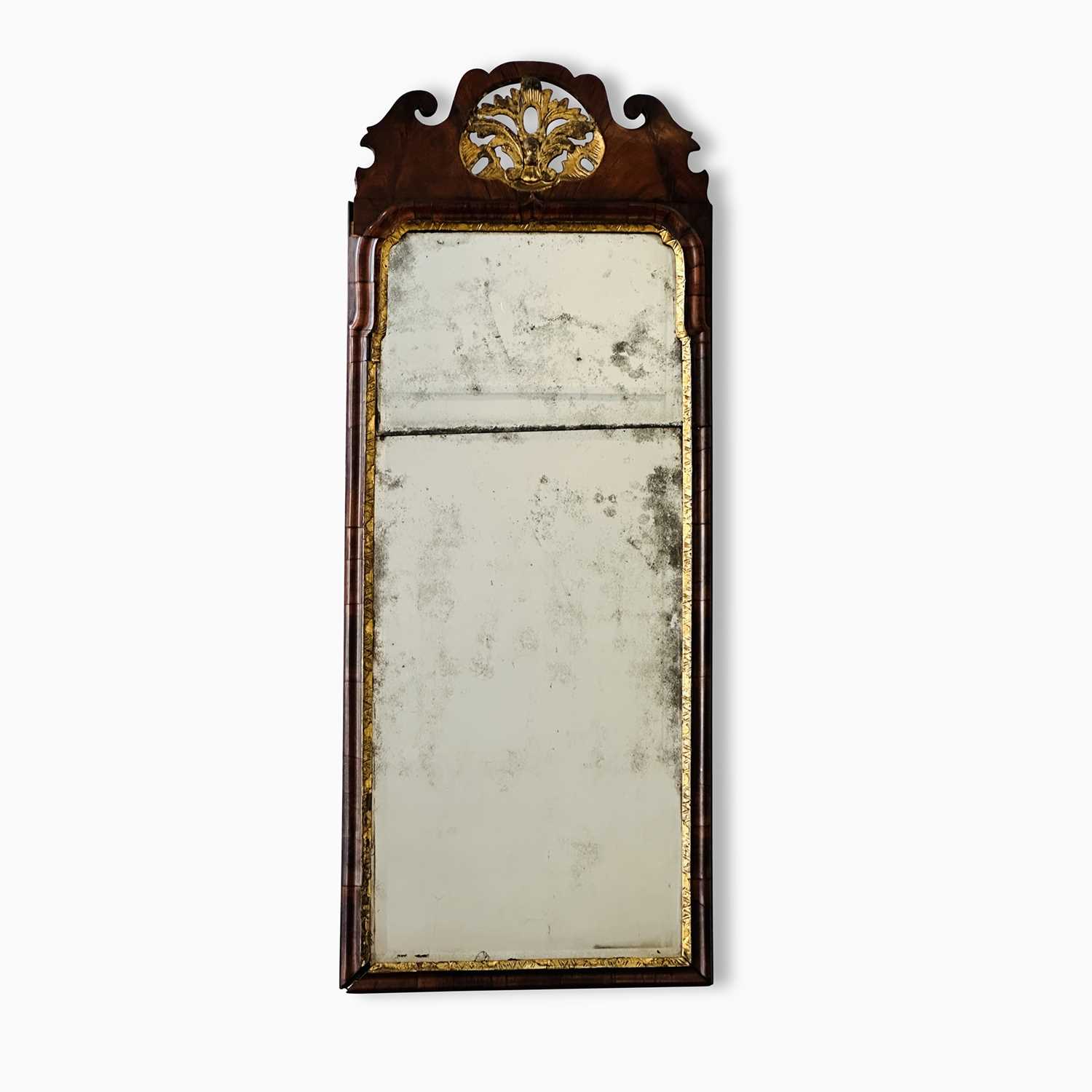 Lot 1059 - Queen Anne Walnut and Parcel-gilt Looking Glass