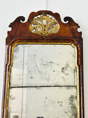 Lot 1059 - Queen Anne Walnut and Parcel-gilt Looking Glass