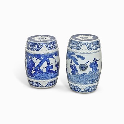 Lot 1092 - Two Blue and White Chinese Porcelain Garden Seats