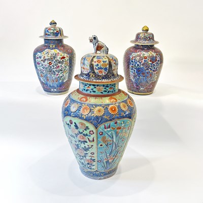 Lot 1085 - Three Chinese and Japanese Porcelain Covered Jars