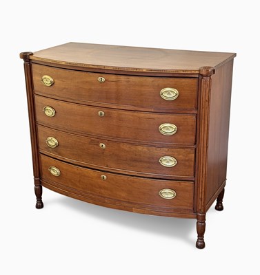 Lot 1056 - Federal Cherry and Maple Bowfront Chest of Drawers
