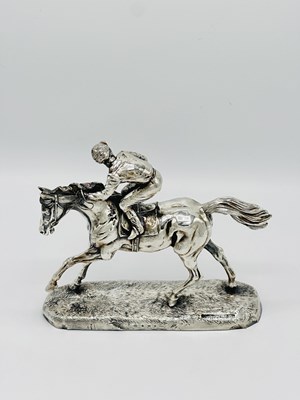 Lot 1188 - Chantry Silversmiths Ltd. Sterling Silver Horse and Jockey Sculpture