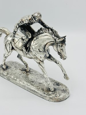 Lot 1188 - Chantry Silversmiths Ltd. Sterling Silver Horse and Jockey Sculpture