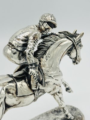 Lot 1188 - Chantry Silversmiths Ltd. Sterling Silver Horse and Jockey Sculpture