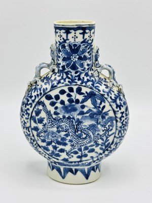 Lot 1090 - Pair of Blue and White Chinese Porcelain Moon Flasks