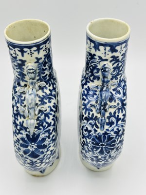 Lot 1090 - Pair of Blue and White Chinese Porcelain Moon Flasks