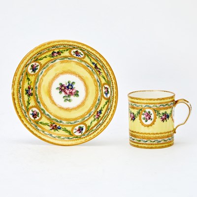 Lot 436 - Sèvres Porcelain Yellow-Ground Teacup and Saucer