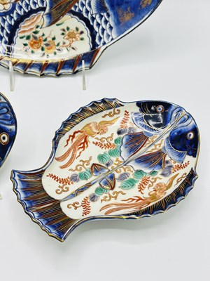 Lot 1073 - Three Imari Porcelain Fish Form Platters