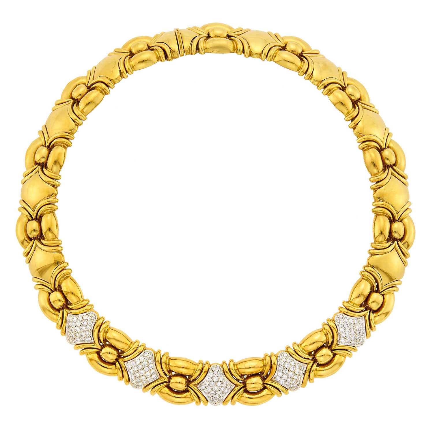 Lot 25 - Two-Color Gold and Diamond Necklace