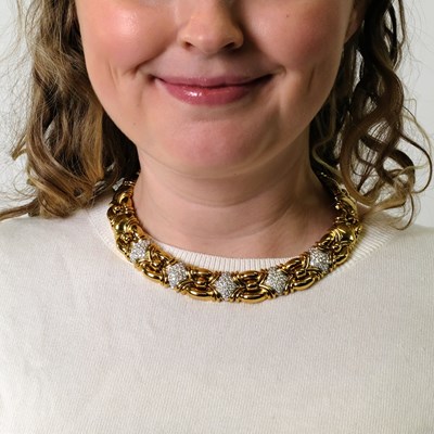 Lot 25 - Two-Color Gold and Diamond Necklace