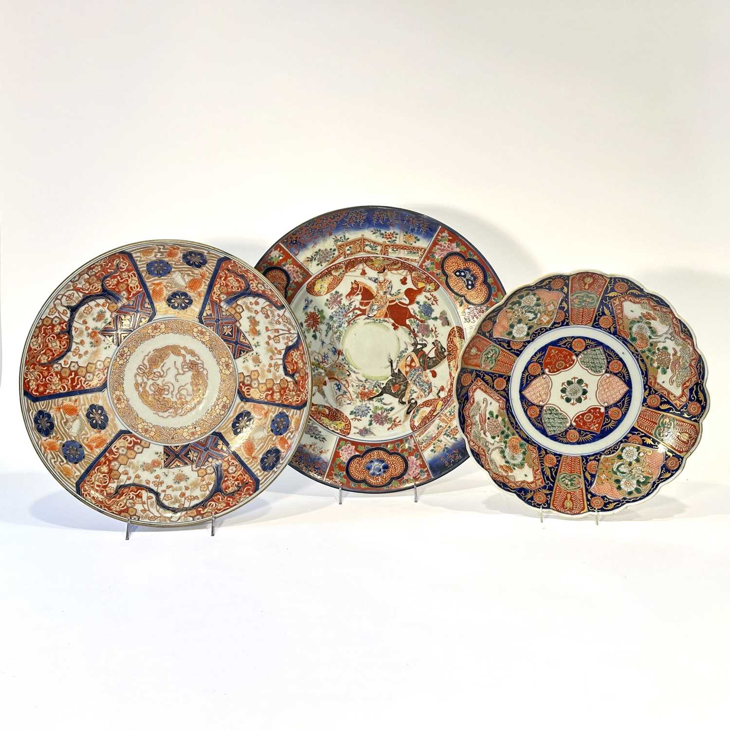 Lot 1076 - Group of Three Imari Porcelain Chargers