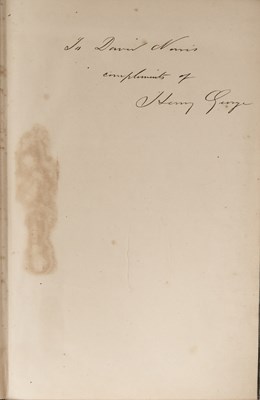 Lot 675 - The true first edition of Henry George's Progress and Poverty, an inscribed copy
