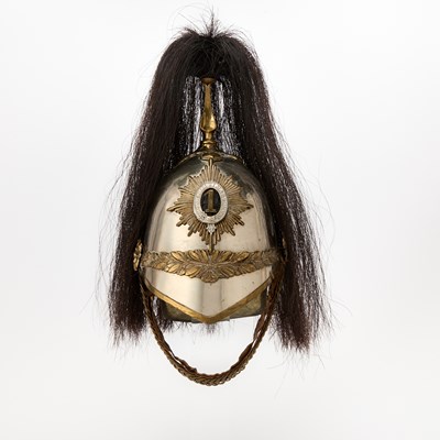 Lot 532 - British Nickel-Plated Steel and Brass Cavalry Helmet of the 1st Dragoon Guards