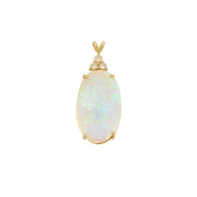 Lot 2324 - Gold, White Opal and Diamond Pendant