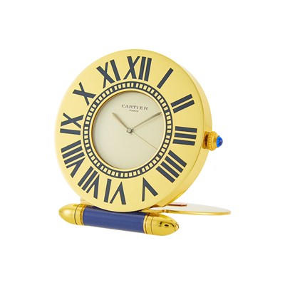 Lot 2008 - Cartier Paris Metal and Enamel Desk Clock