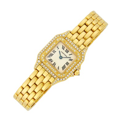 Lot 7 - Cartier Gold and Diamond 'Panthère' Wriswatch, Ref. 1280