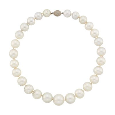 Lot 1038 - South Sea Cultured Pearl Necklace with White Gold Clasp