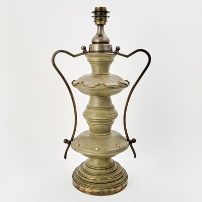 Lot 146 - Chinese Carved Wood and Metal Table Lamp