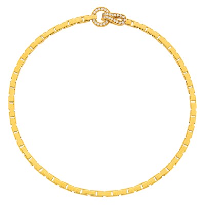 Lot 36 - Cartier Gold and Diamond 'Agrafe' Necklace, France