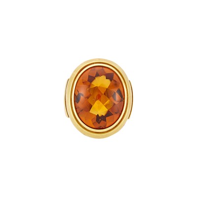 Lot 2058 - Silverhorn Two-Color Gold and Cabochon Citrine Ring