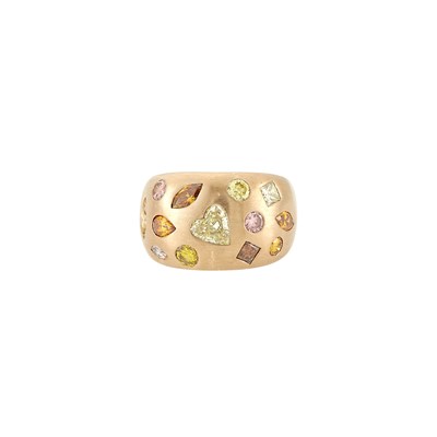 Lot 2323 - Gold and Multicolored Diamond Band Ring