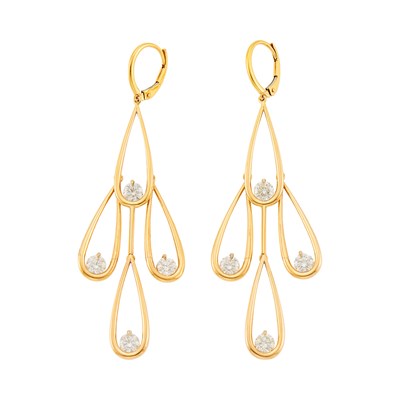 Lot 2041 - Gold and Diamond Pendant-Earrings