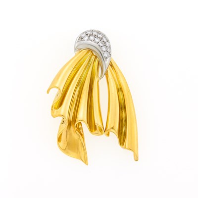 Lot 1005 - Two-Color Gold and Diamond Pendant