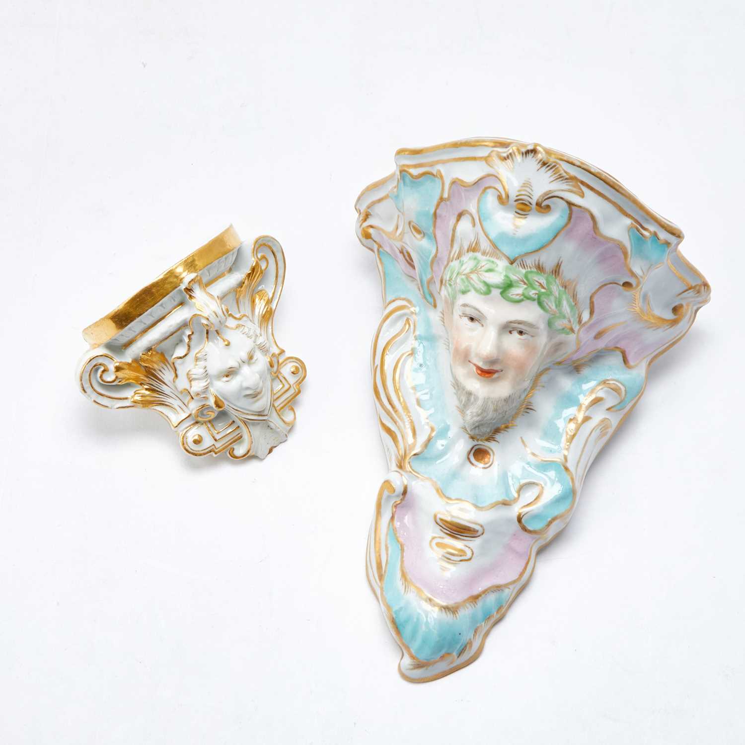 Lot 566 - Russian Porcelain Wall Bracket; Together with a Russian Porcelain Mask