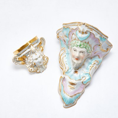 Lot 566 - Russian Porcelain Wall Bracket; Together with a Russian Porcelain Mask