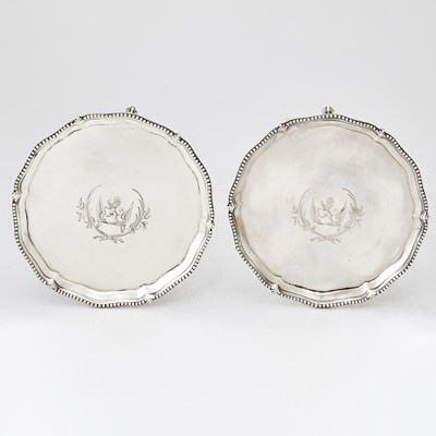 Lot 320 - Pair of George III Sterling Silver Footed Salvers