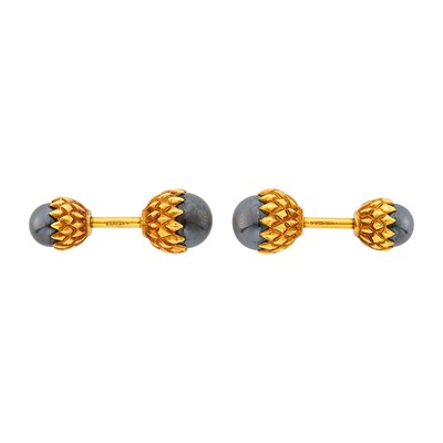 Lot 22 - Tiffany & Co., Schlumberger Pair of Gold and Hematite Acorn Cufflinks