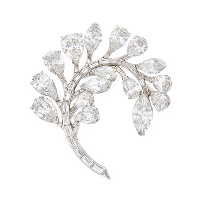 Lot 229 - Platinum and Diamond Foliate Brooch