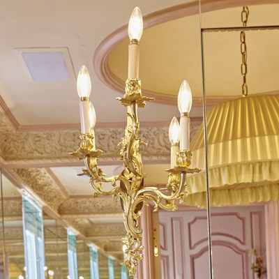 Lot 191 - Pair of Louis XV Style Gilt Bronze Three-Light Sconces