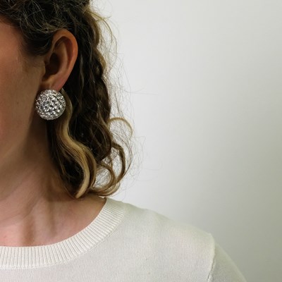 Lot 142 - Pair of White Gold and Diamond Earrings