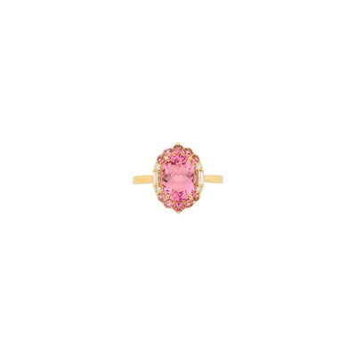 Lot 1267 - Gold, Pink Tourmaline and Diamond Ring