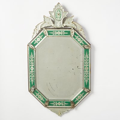 Lot 329 - Venetian Glass Mirror with a Green Border