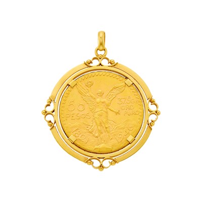 Lot 1068 - Gold and Gold Mexican Fifty Pesos Pendant, France