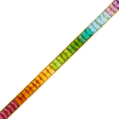 Lot 110 - Gold and Rainbow Colored Stone Bracelet