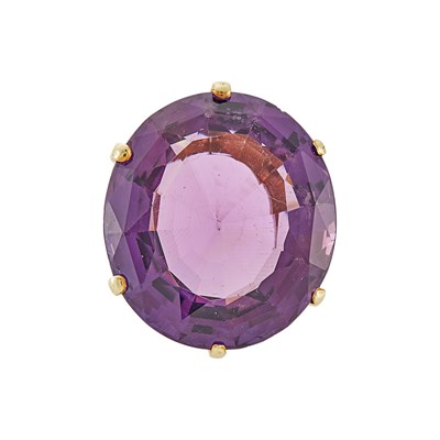 Lot 2022 - Gold-Plated White Gold and Amethyst Ring