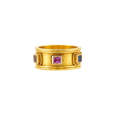 Lot 1196 - Reinstein/Ross High Karat Gold and Multicolored Sapphire Band Ring