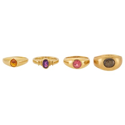 Lot 2021 - Four Gold, Low Karat Gold and Gem-Set Rings