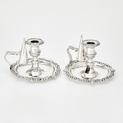 Lot 170 - Pair of George III Sterling Silver Chambersticks
