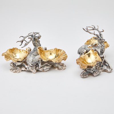 Lot 162 - Pair of Cassati Italian Sterling Silver Stag Master Salts