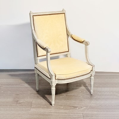 Lot 1095 - Louis XVI Style White Painted Armchair