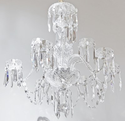 Lot 152 - Waterford George III Style Glass Nine-Light Chandelier