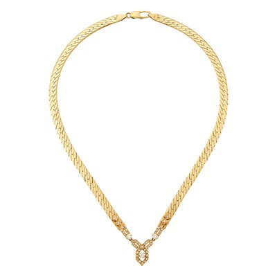 Lot 2371 - Gold and Diamond Necklace